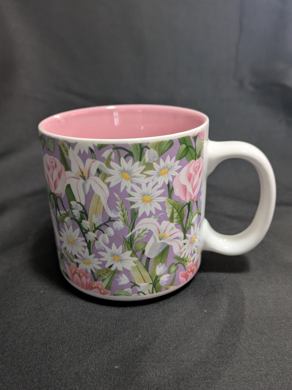 Mug Vintage Russ Berrie Floral Ceramic Mug Pink Interior Cottagecore #355